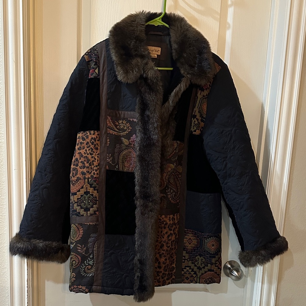 Midnight Velvet Multicolor Patchwork Teddy Jacket - image 1